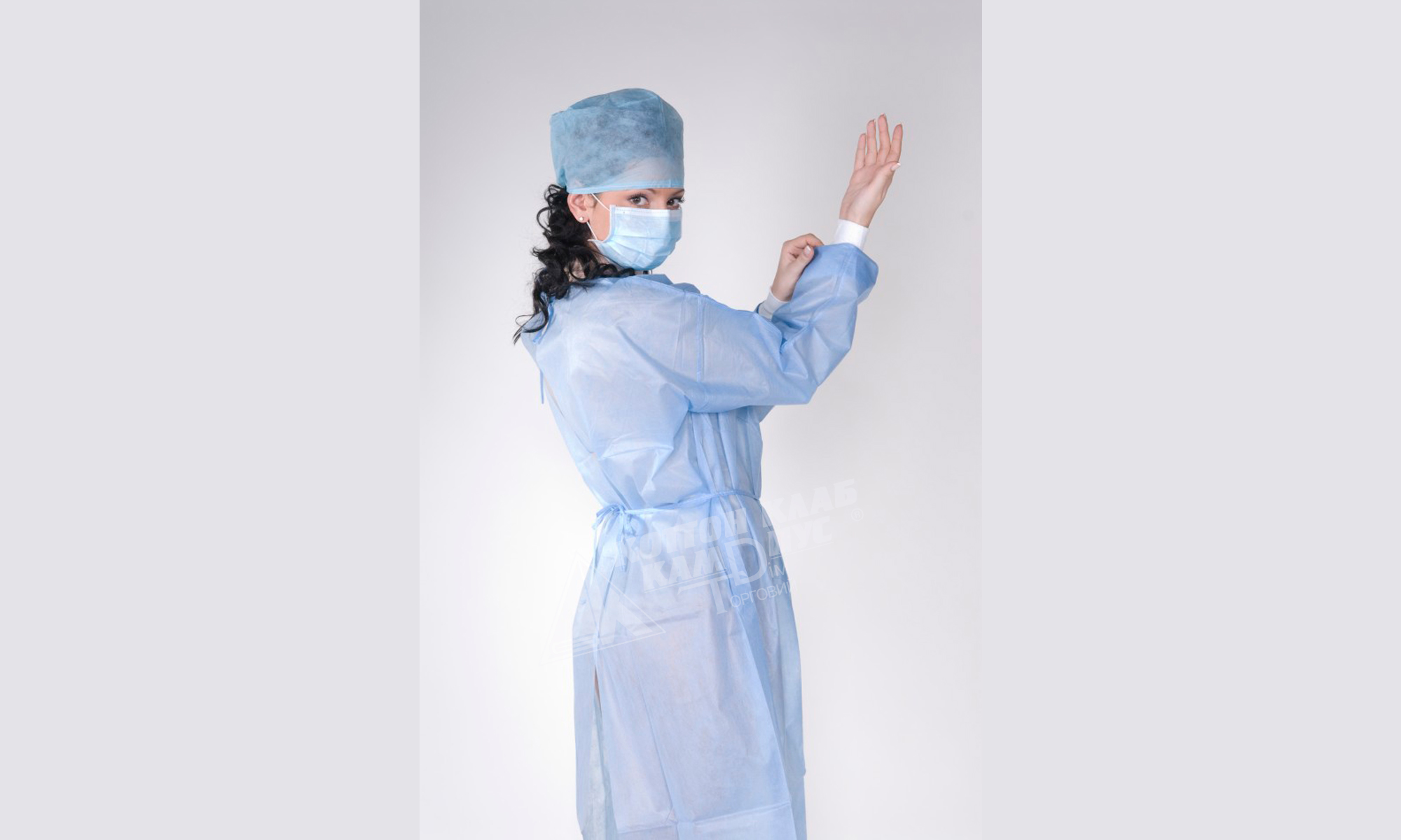 Халат хірургічний медичний Віола р.L (манжета трикотажна)